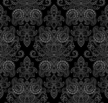 Wallpaper in the style of Baroque. A seamless vector background whith paisley design elements. Indian floral ornamentのイラスト素材