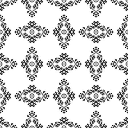Wallpaper in the style of Baroque. A seamless vector background whith paisley design elements. Indian floral ornamentのイラスト素材
