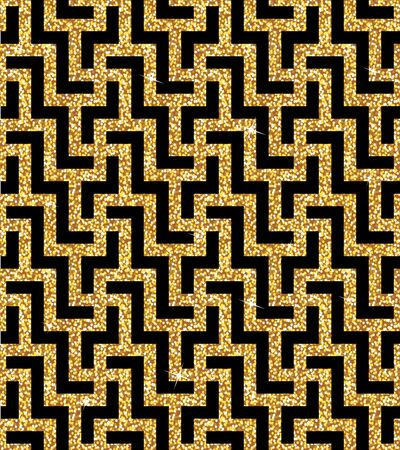 Seamless background from an oriental golden swastika ornament. Fashionable modern wallpaper or textileのイラスト素材