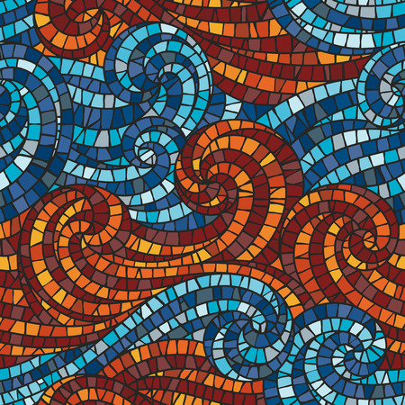 Bright mosaic vector seamless pattern. Modern illustration.のイラスト素材