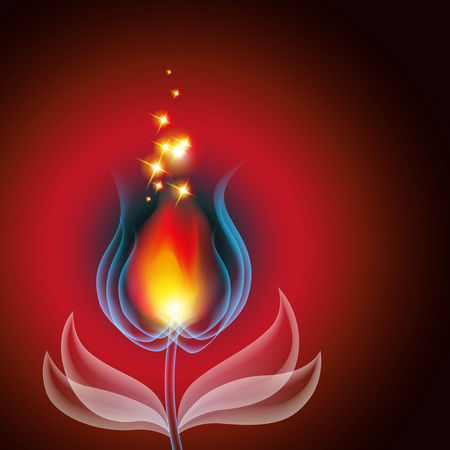 abstract glowing transparent flowers background with fireのイラスト素材