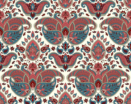 Seamless pattern based on traditional Asian elements Paisley. Boho vintage style vector background. Best motive for print on fabric or papper.のイラスト素材