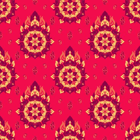 Seamless pattern based on traditional Asian elements Paisley. Boho vintage style vector background. Best motive for print on fabric or papper.のイラスト素材