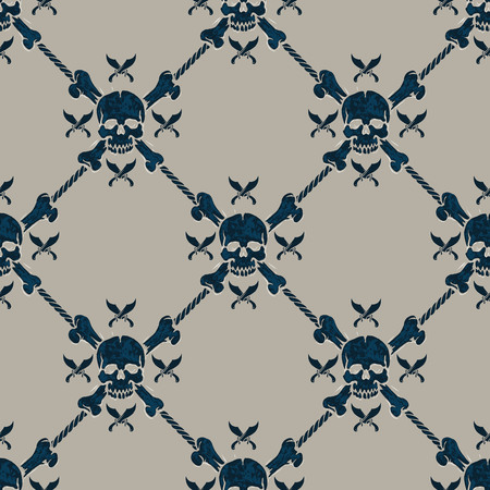seamless pattern pirate skullsのイラスト素材