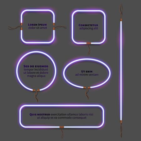 Neon vector frame setのイラスト素材