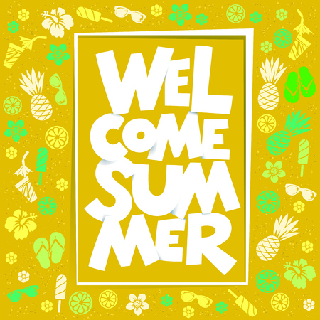 Welcome Summer colorful typography illustration.のイラスト素材