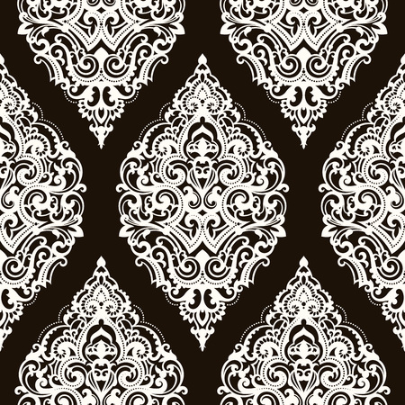 A Vector damask seamless pattern on black and white  presentation.のイラスト素材
