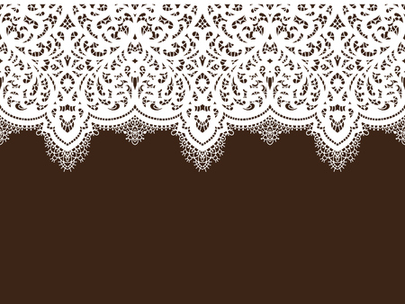 Lace vector fabric seamless pattern with lines and waves. Lace Ribbons. Horizontal Seamless Pattern.のイラスト素材