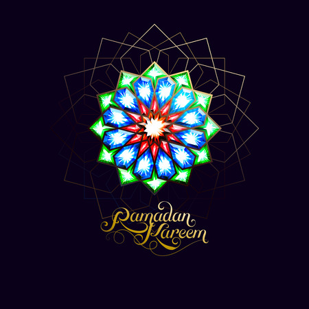 Ramadan Kareem. Abstract  flower encrusted with color crystals.のイラスト素材