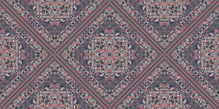 Seamless pattern based on ornament paisley Bandana Print. Boho vintage style vector background. Silk...