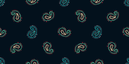 Seamless pattern based on traditional Asian elements Paisley. Boho vintage style vector background. Best motive for print on fabric or papper.のイラスト素材