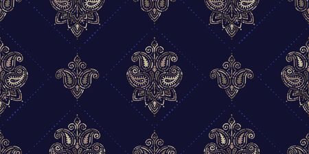 Seamless pattern based on traditional Asian elements Paisley. Boho vintage style vector background. Best motive for print on fabric or papper.のイラスト素材