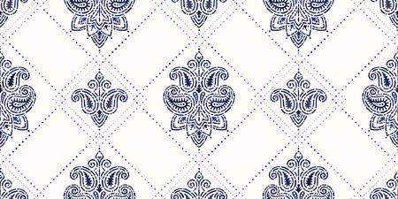 Seamless pattern based on traditional Asian elements Paisley. Boho vintage style vector background. Best motive for print on fabric or papper.のイラスト素材