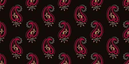 Seamless pattern based on traditional Asian elements Paisley. Boho vintage style vector background. Best motive for print on fabric or papper.のイラスト素材