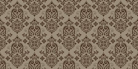 Rectangular seamless Bandana Print vector design for rug, carpet, tapis, shawl, towel, textile, yoga mat. Neck scarf or kerchief pattern design. Traditional ornamental ethnic pattern with paisley.のイラスト素材