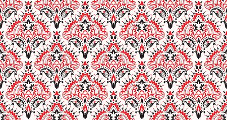 Rectangular seamless Bandana Print vector design for rug, carpet, tapis, shawl, towel, textile, yoga mat. Neck scarf or kerchief pattern design. Traditional ornamental ethnic pattern with paisley.のイラスト素材