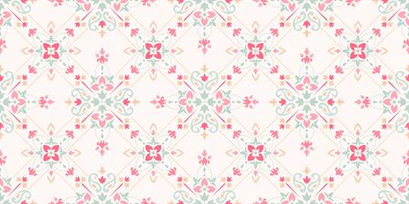 Rectangular seamless Bandana Print vector design for rug, carpet, tapis, shawl, towel, textile, yoga mat. Neck scarf or kerchief pattern design. Traditional ornamental ethnic pattern with paisley.のイラスト素材