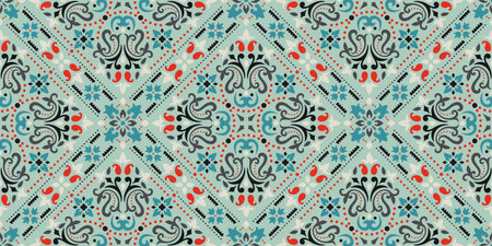 Rectangular seamless Bandana Print vector design for rug, carpet, tapis, shawl, towel, textile, yoga...