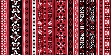 Rectangular seamless Bandana Print vector design for rug, carpet, tapis, shawl, towel, textile, yoga mat. Neck scarf or kerchief pattern design. Traditional ornamental ethnic pattern with paisley.のイラスト素材