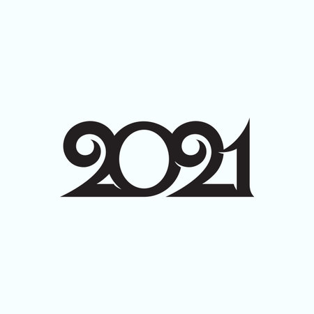 Happy New Year 2021 Text Design Lettering, Vector Logo illustration.のイラスト素材