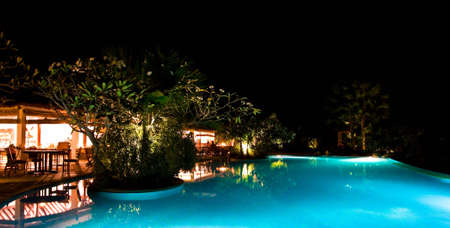 dinner by the pool sideの写真素材