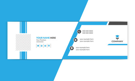 Email signature in modern and minimal layout. Corporate email signature with an author photo place. Flat Design Vector Illustrationのイラスト素材