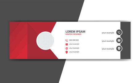 Email signature in modern and minimal layout. Corporate email signature with an author photo place. Flat Design Vector Illustrationのイラスト素材