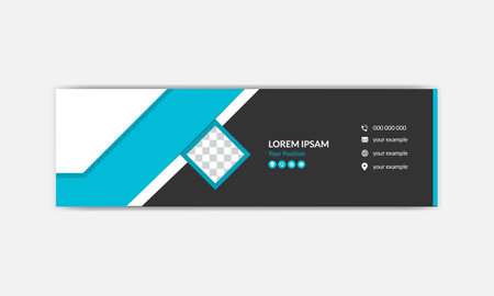 Email signature in modern and minimal layout. Corporate email signature with an author photo place. Flat Design Vector Illustrationのイラスト素材
