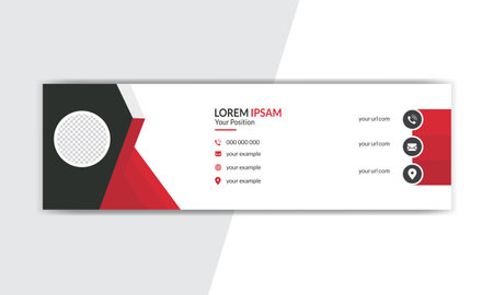 Email signature in modern and minimal layout. Corporate email signature with an author photo place. Flat Design Vector Illustrationのイラスト素材
