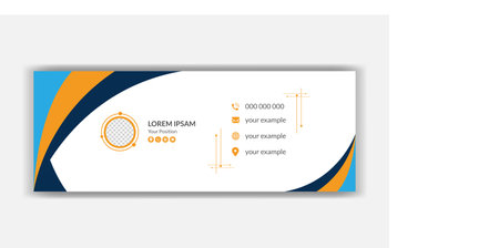 Email signature in modern and minimal layout. Corporate email signature with an author photo place. Flat Design Vector Illustrationのイラスト素材