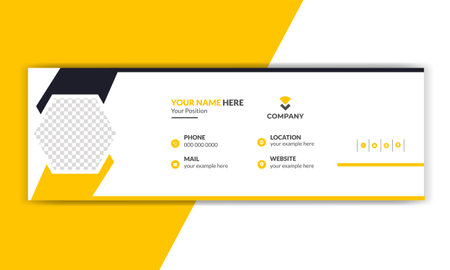 Email signature in modern and minimal layout. Corporate email signature with an author photo place. Flat Design Vector Illustrationのイラスト素材
