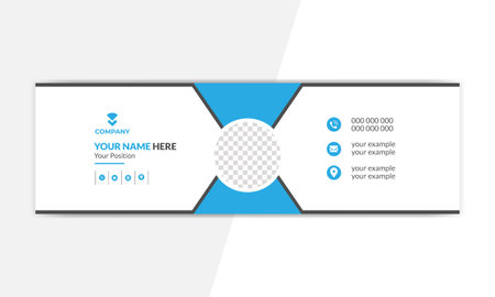 email signature in modern and minimal layout. Corporate email signature with an author photo place. Editable Vector Illustration. Suitable for Social Mediaのイラスト素材
