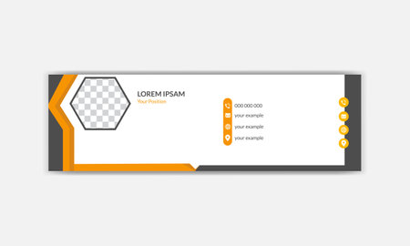 Modern Email signature in modern and minimal layout. Corporate email signature with an author photo place. Flat Design Vector Illustration. Corporate Stationery Design.のイラスト素材