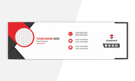 Email signature in modern and minimal layout. Corporate email signature with an author photo place. Flat Design Vector Illustrationのイラスト素材