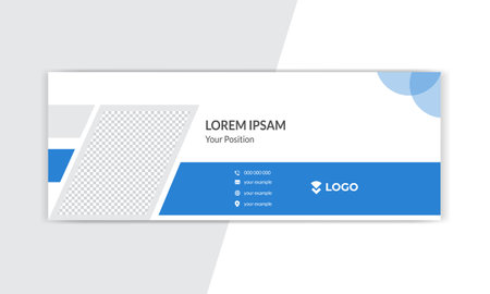 Email signature in modern and minimal layout. Corporate email signature with an author photo place. Flat Design Vector Illustrationのイラスト素材