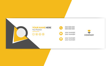 email signature in modern and minimal layout. Corporate email signature with an author photo placeのイラスト素材