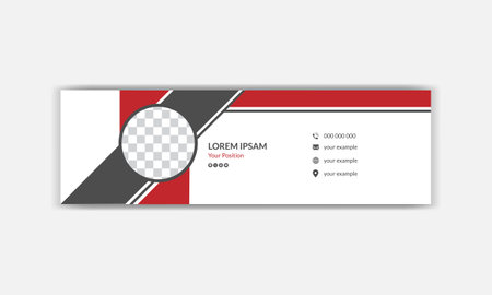 email signature template, standard size. Editable vector illustration in red and black colors.のイラスト素材