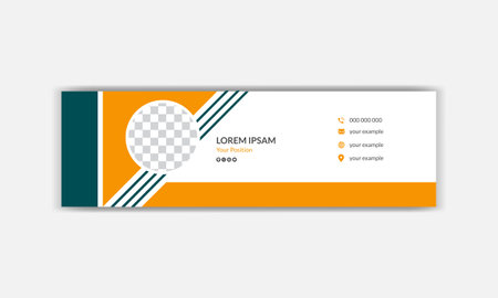 email signature in modern and minimal layout. Corporate email signature with an author photo placeのイラスト素材