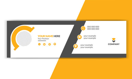 Modern Creative and Clean  email signature Template. Flat Design Vector Illustration.のイラスト素材
