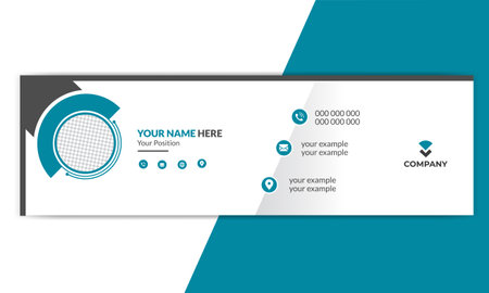 abstract modern business email signature template design in blue and white color.のイラスト素材