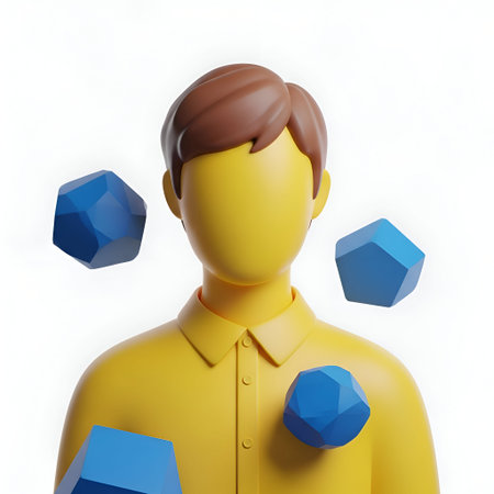 a 3D-rendered, faceless figure with yellow skin and brown hair, wearing a yellow collared shirt....