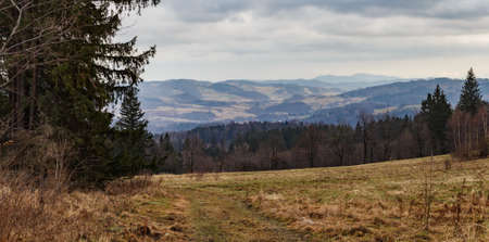 Panorama of the Sudetes from Rudawy Janowickie Mountains - Polandの写真素材