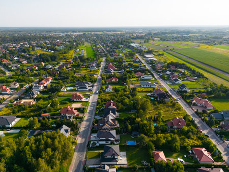 View at Pabianice and Piatkowisko city from a droneの写真素材
