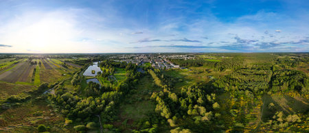 View at Pabianice city from a drone
