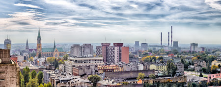 Panoramic view of the old city of Riga, Latviaの写真素材