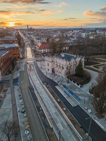 Aerial view of the old town of Vilnius, Lithuaniaの写真素材