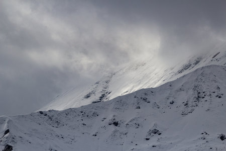 Snowy mountains in Caucasus, Georgia, region Gudauri.の写真素材