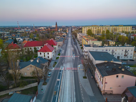 Panoramic view of Vilnius old town at sunset, Lithuaniaの写真素材