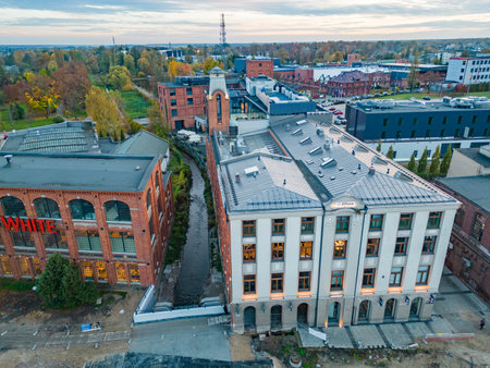 Aerial view of the historic center of Kiel, Germany.の写真素材
