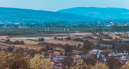 Panoramic view at Beskidy Mountainsの写真素材
